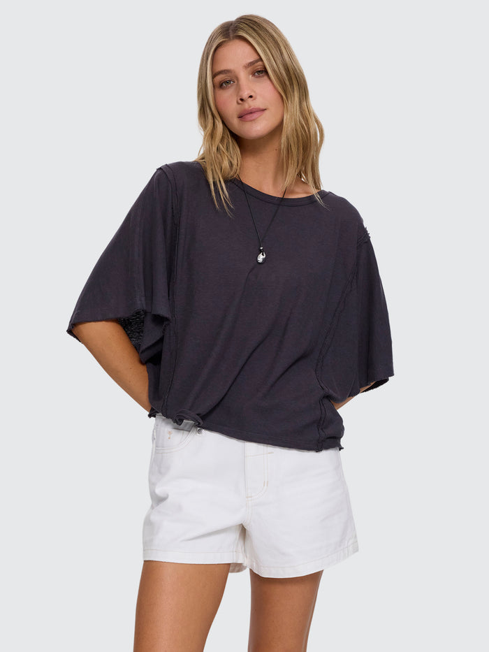 Hemp Extended Shoulder Tee - Ebony 4