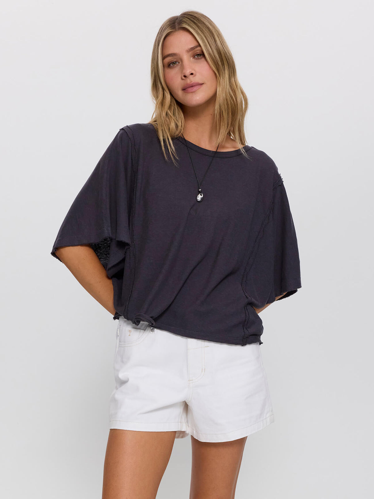 Hemp Extended Shoulder Tee - Ebony 4