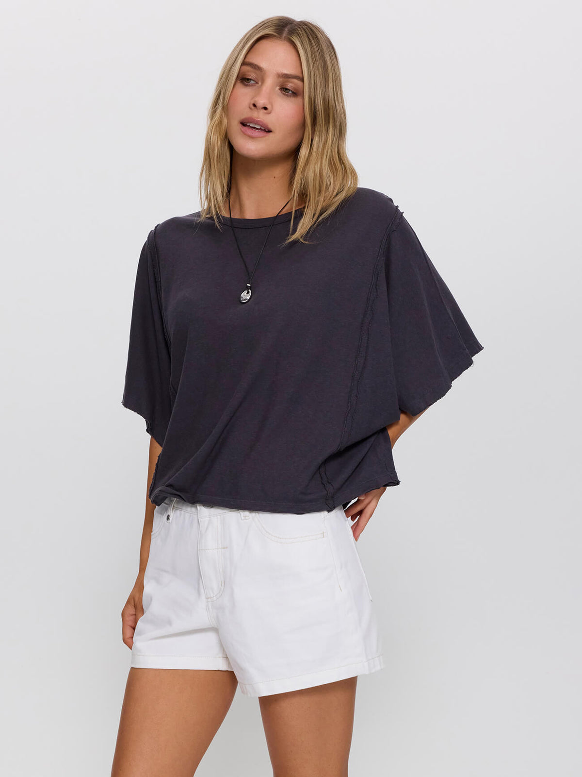 Hemp Extended Shoulder Tee - Ebony 4