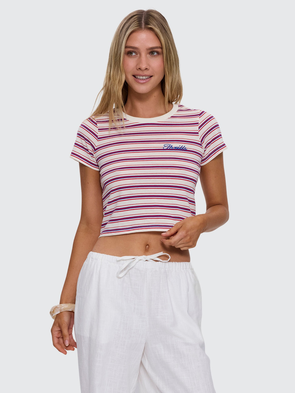 Multi Stripe Mini Tee - Red Royal Stripe 4