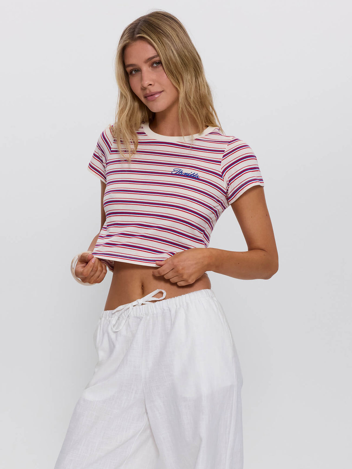Multi Stripe Mini Tee - Red Royal Stripe 4