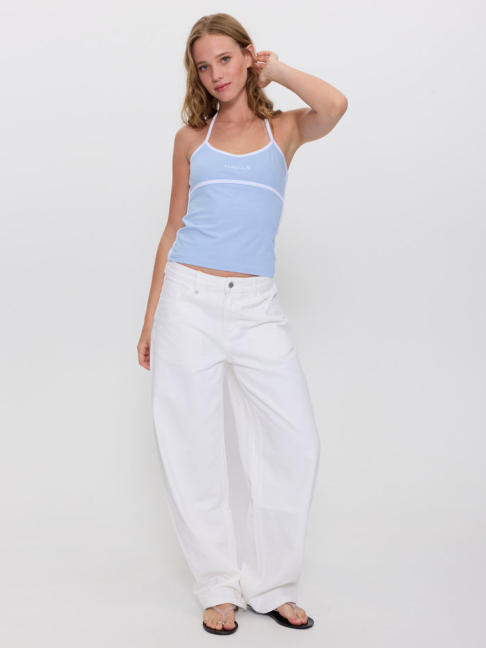 On Repeat Contrast Halter Top - Placid Blue 4