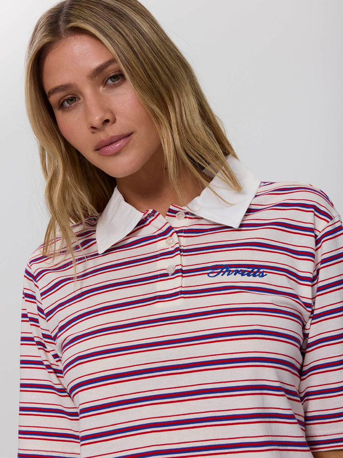 Harry Striped Cropped Polo - Red Royal Stripe 4
