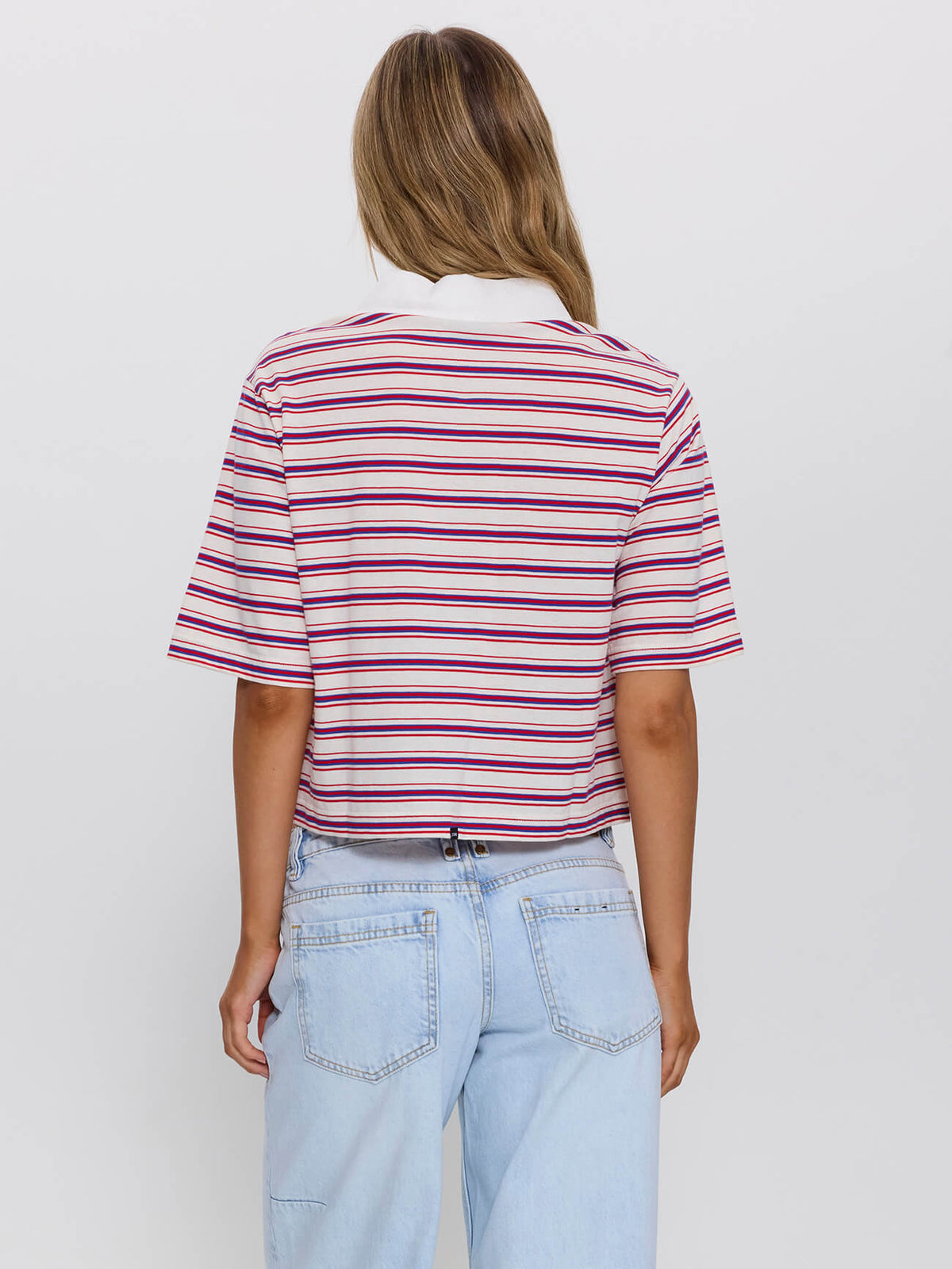 Harry Striped Cropped Polo - Red Royal Stripe 4