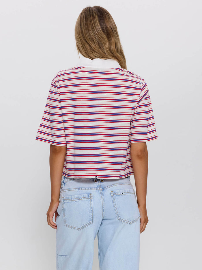 Harry Striped Cropped Polo - Red Royal Stripe 4