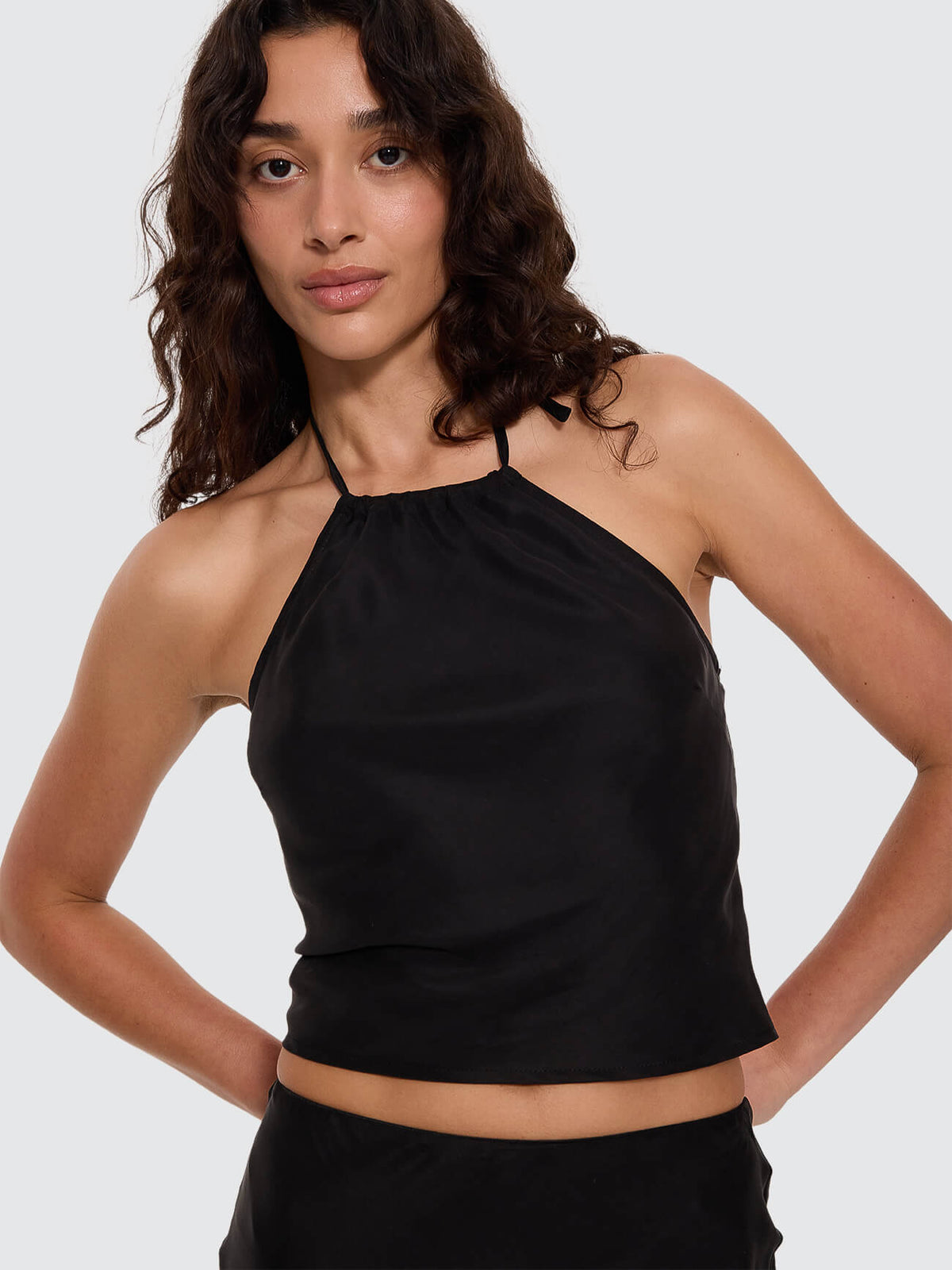 Rhea Scarf Halter Top - Black 4