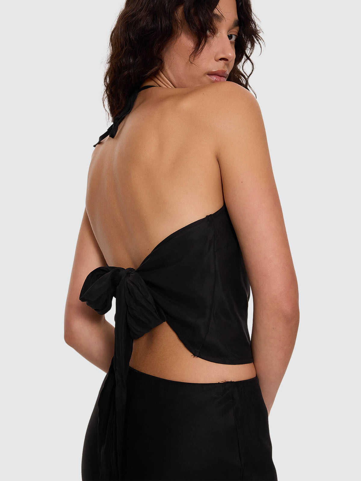 Rhea Scarf Halter Top - Black 4