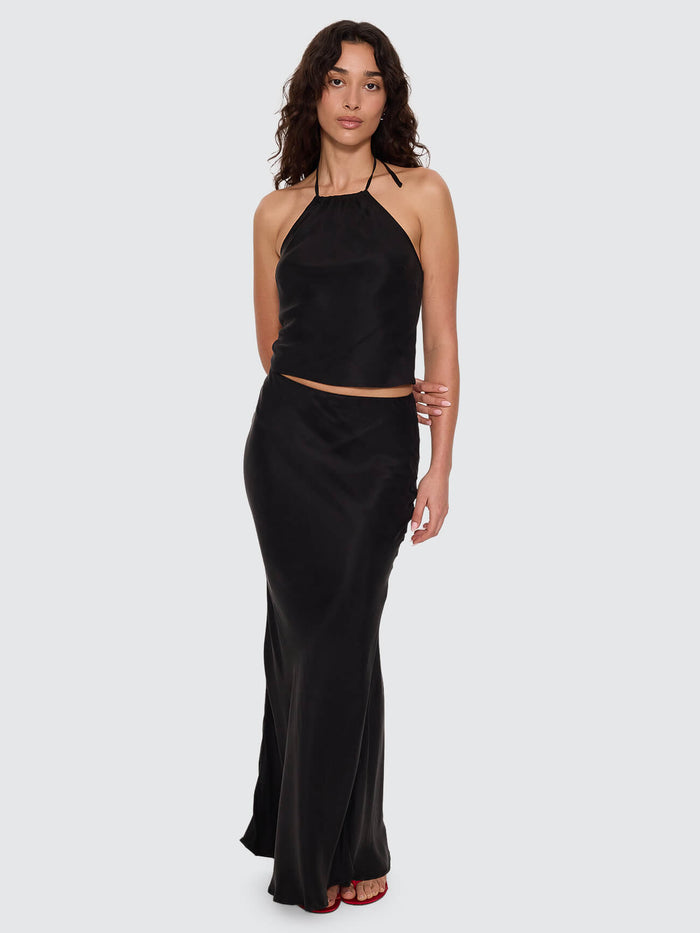 Rhea Bias Maxi Skirt - Black 4