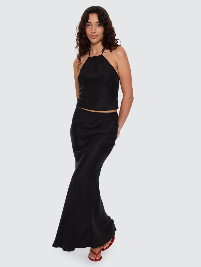 Rhea Bias Maxi Skirt - Black 4