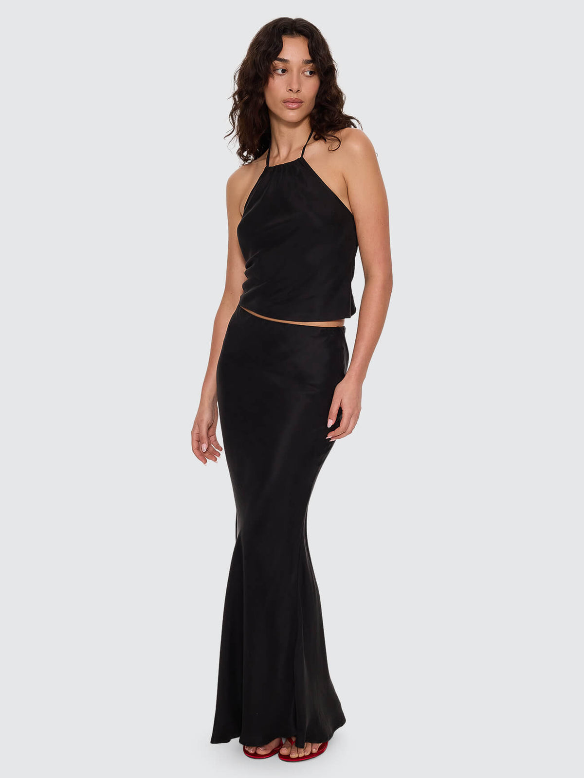 Rhea Bias Maxi Skirt - Black 4