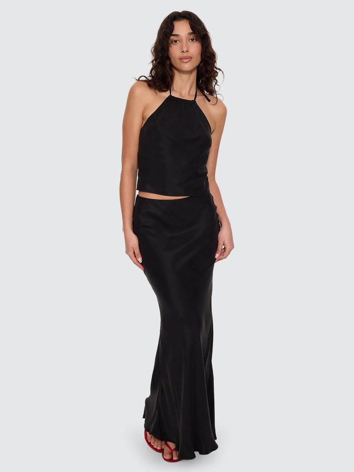 Rhea Bias Maxi Skirt - Black 4