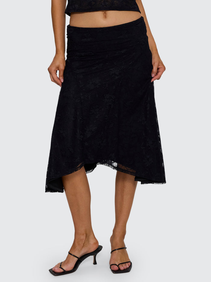 Sienna Lace Midi Skirt - Black 4