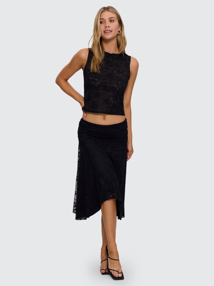 Sienna Lace Midi Skirt - Black 4