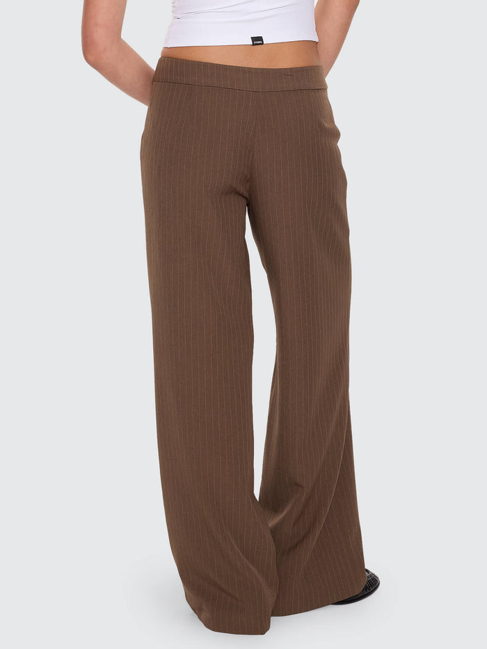 Freya Wide Leg Pinstripe Pant - Brown Pinstripe 4