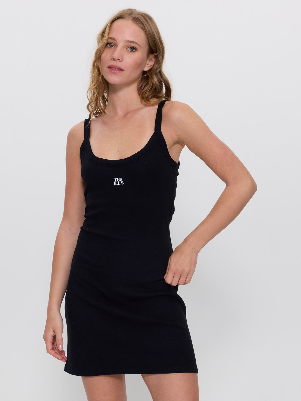 Rib Mini Singlet Dress - Black 4
