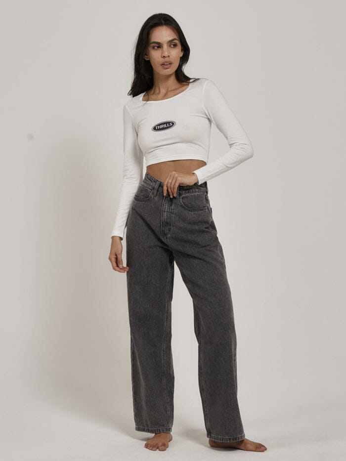 Emblem LS Baby Tee - Dirty White
