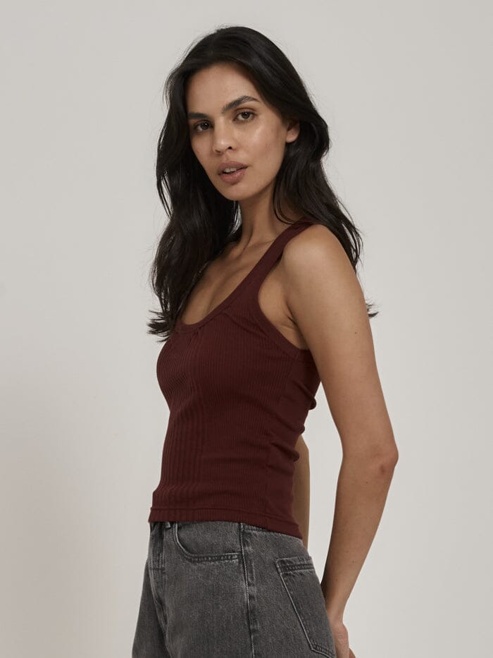 Ribbed Plunge Tank - Ruby Wine