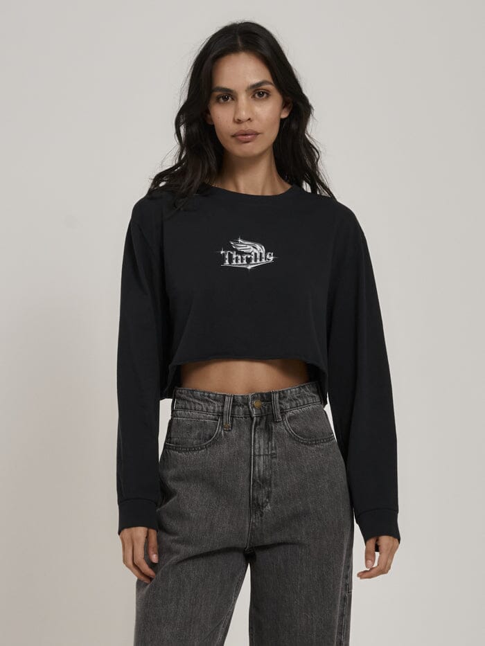 Chrome Smith LS Merch Super Crop Tee - Twilight Black