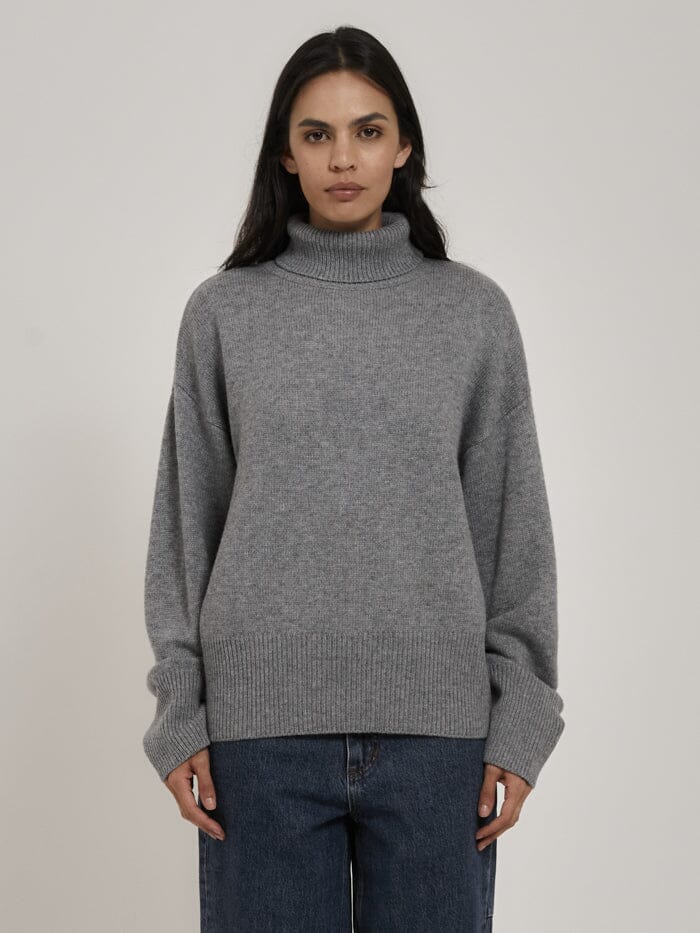 Abby Roll Neck Knit - Steel Grey