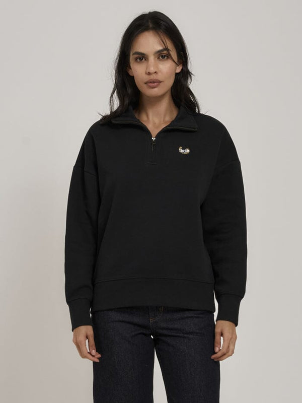 Animal House Quarter Zip Pullover - Washed Black