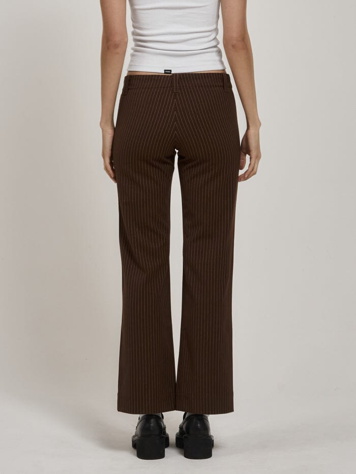 PINSTRIPE HIGH WAISTED TROUSERS, Brown