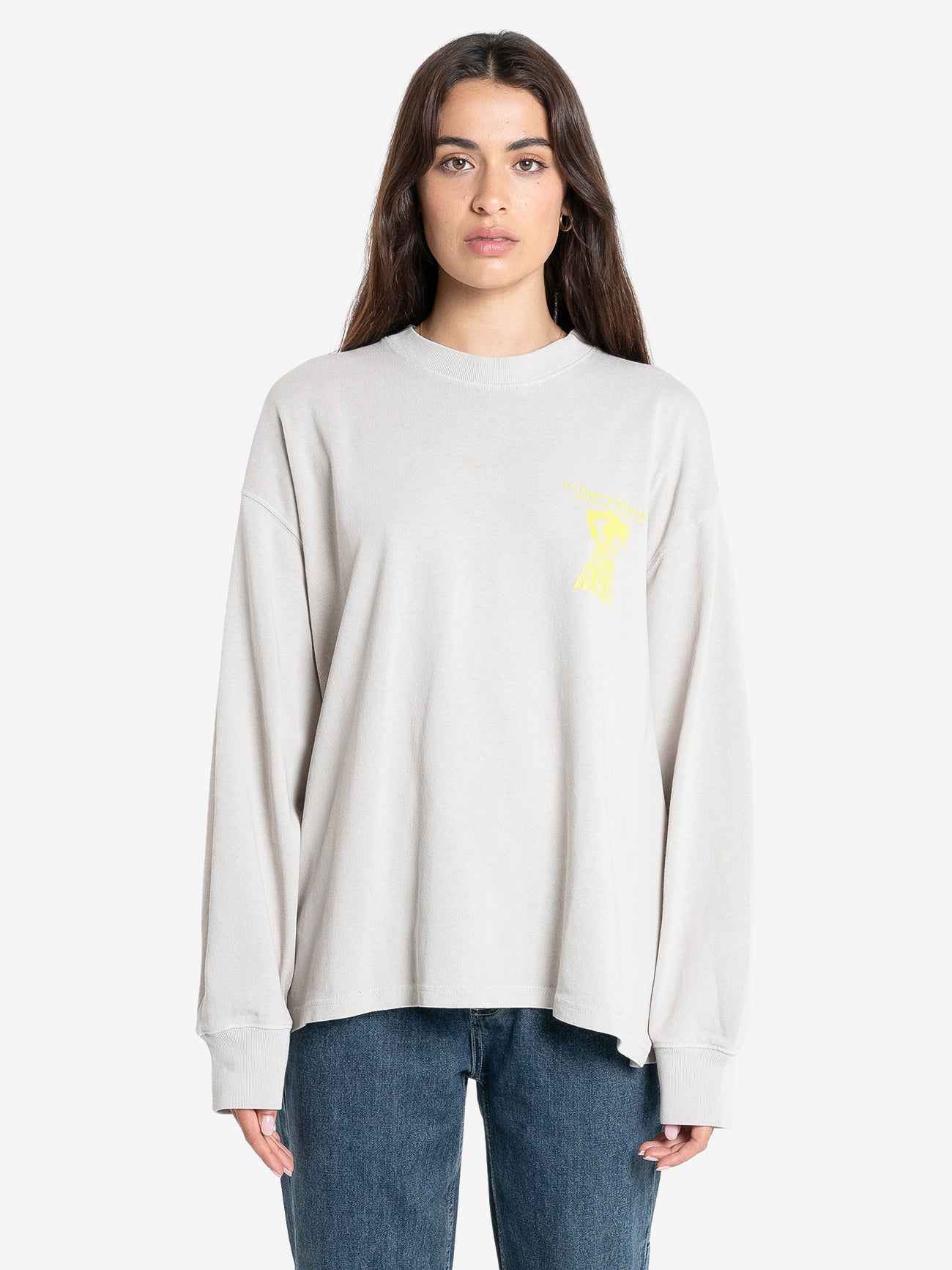 Earths Services Long Sleeve Oversized Tee - Oyster Grey 4