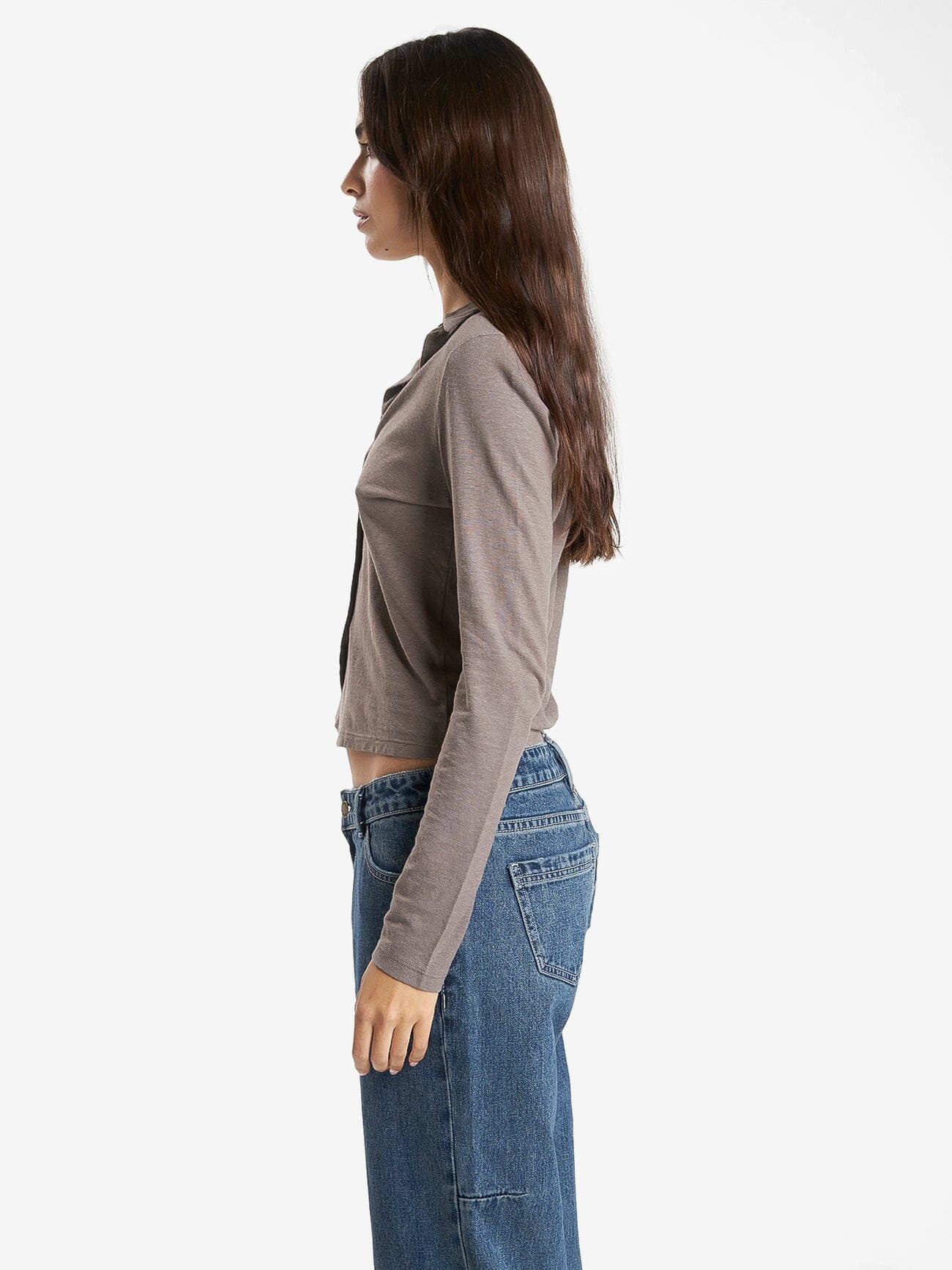 Hemp Collared Long Sleeve - Light Canteen 4