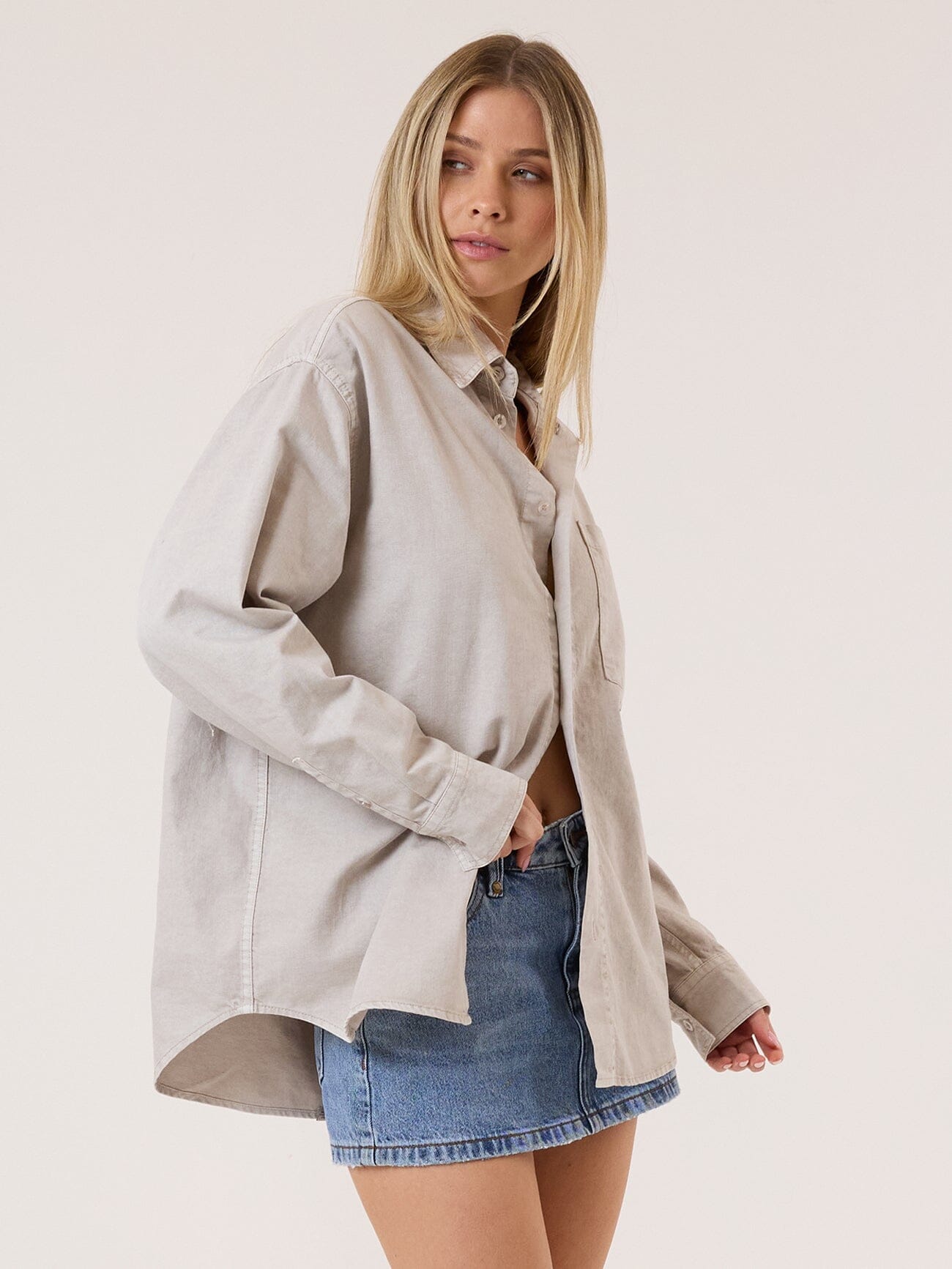 Austin Denim Shirt - Oyster Grey