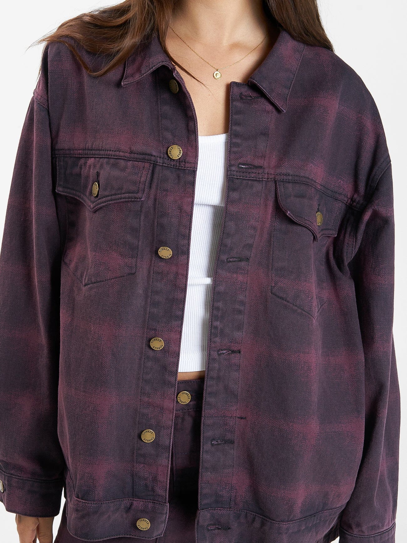 Morgan Barrio Check Jacket - Deep Plum 4