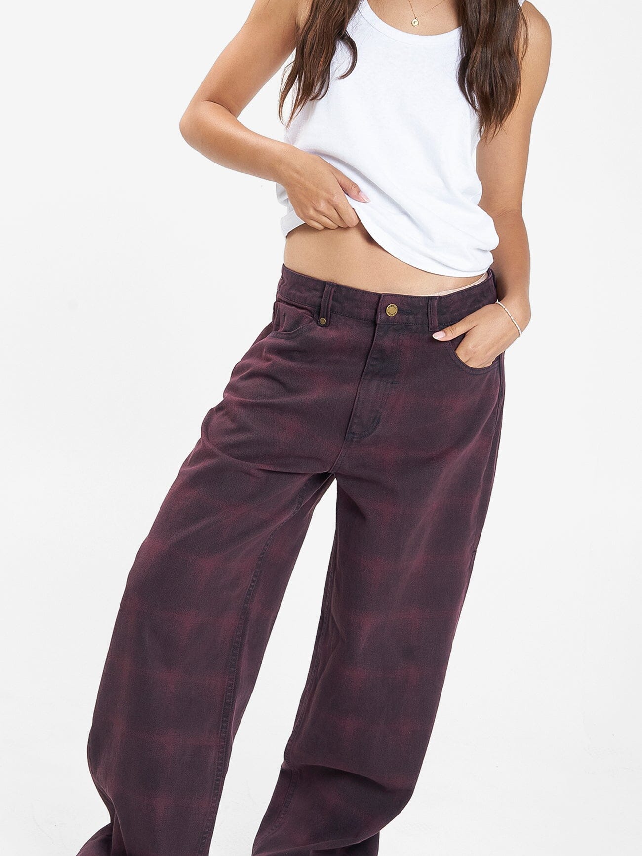 Tony Barrio Check Jean - Deep Plum 4