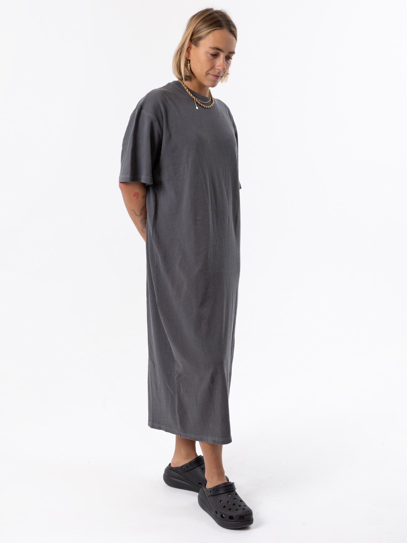 Oversized Tee Dress - Washed Black