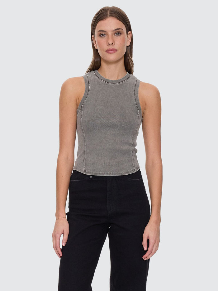 Hyperdrive Rib Curve Tank - Charcoal Rose