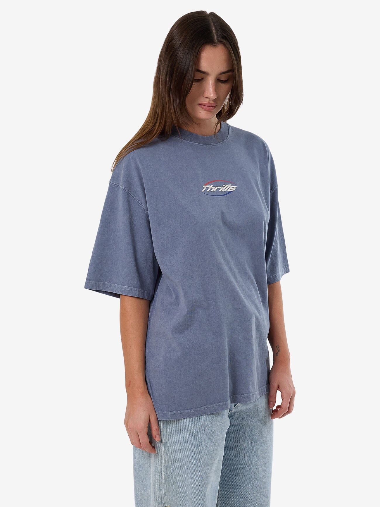 Fortune Favours Oversized Tee - Rustic Blue 4