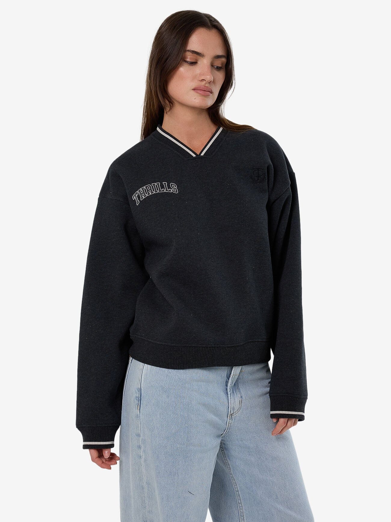 Legacy V Neck Fleece - Black Marle