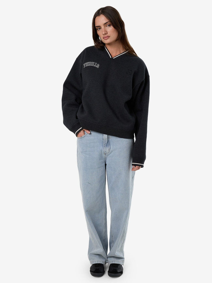 Legacy V Neck Fleece - Black Marle