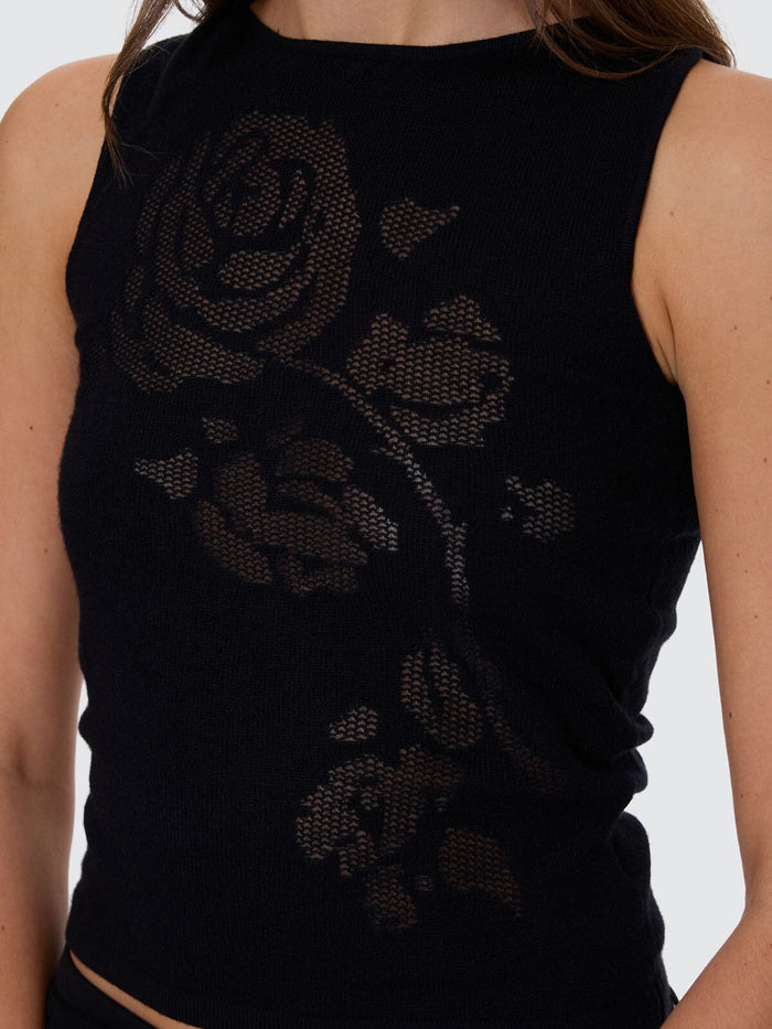 Rosetta Knit Tank - Black 4