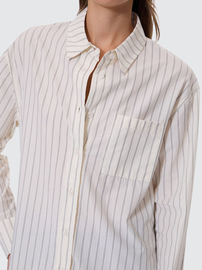 Unwind Stripe Oversized Shirt - Off White 4