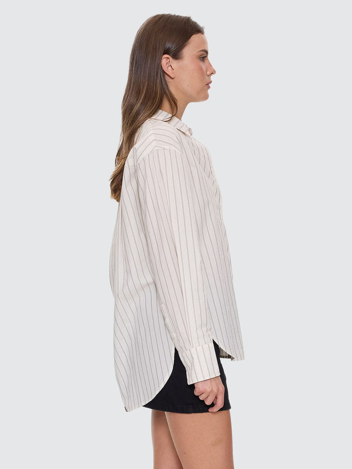 Unwind Stripe Oversized Shirt - Off White 4