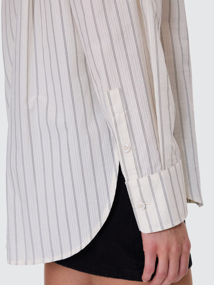 Unwind Stripe Oversized Shirt - Off White 4