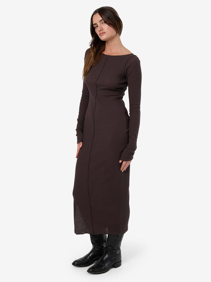 Jordi Boat Neck Maxi Dress - Dark Charcoal 4