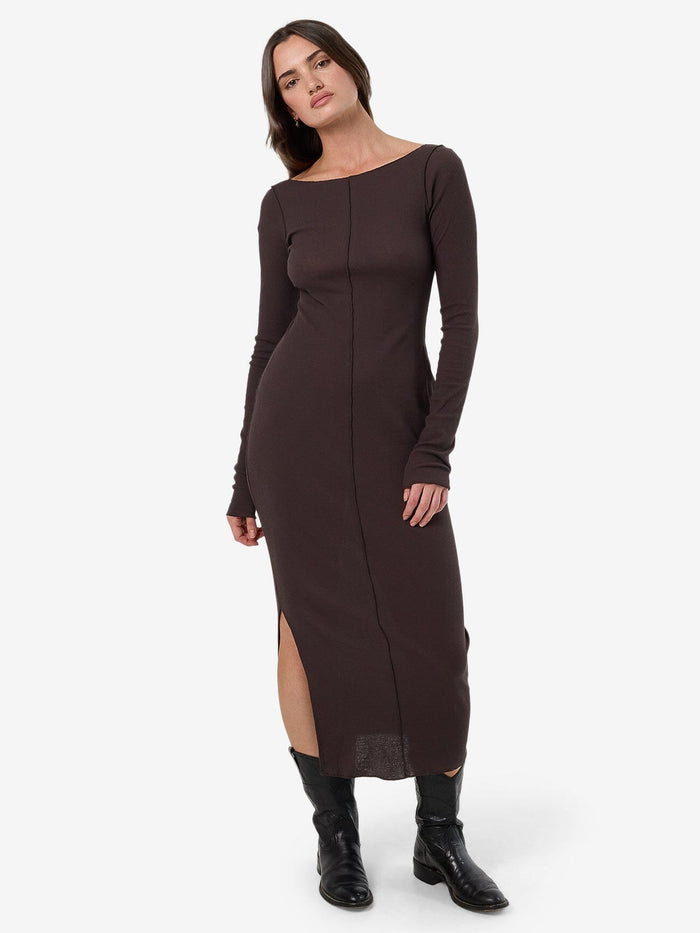 Jordi Boat Neck Maxi Dress - Dark Charcoal 4