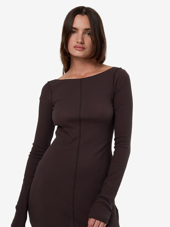 Jordi Boat Neck Maxi Dress - Dark Charcoal 4