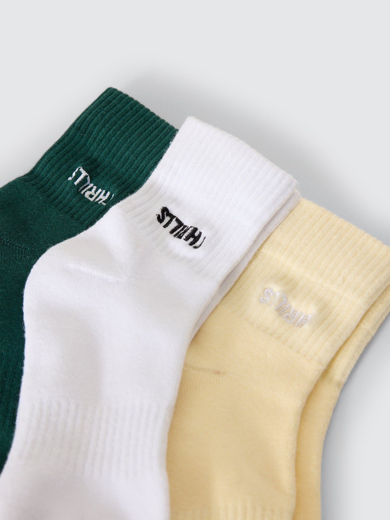 Minimal Thrills 3 Pack Sock - Varsity Green - White - Buttercream