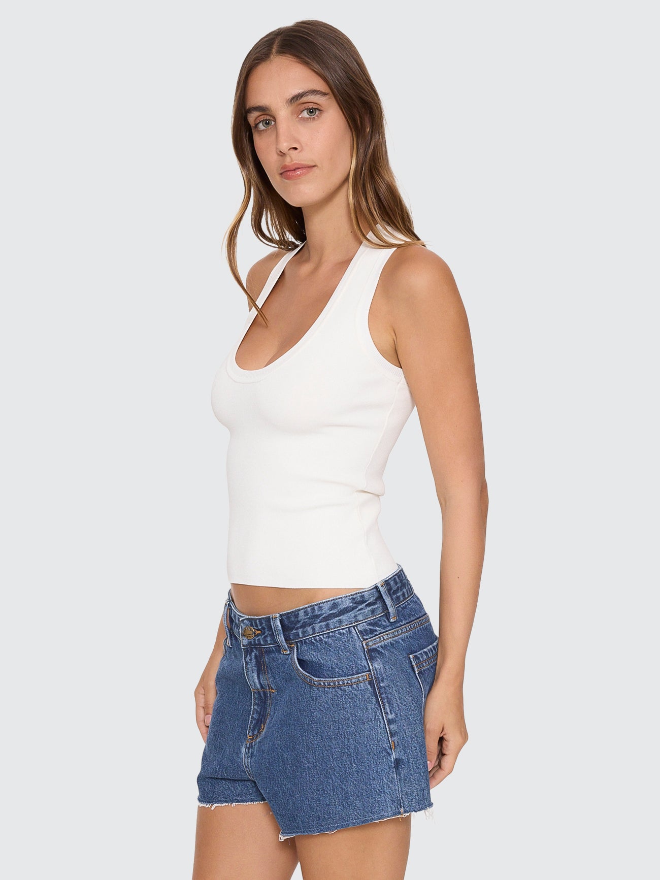 Astra V Neck Tank - White