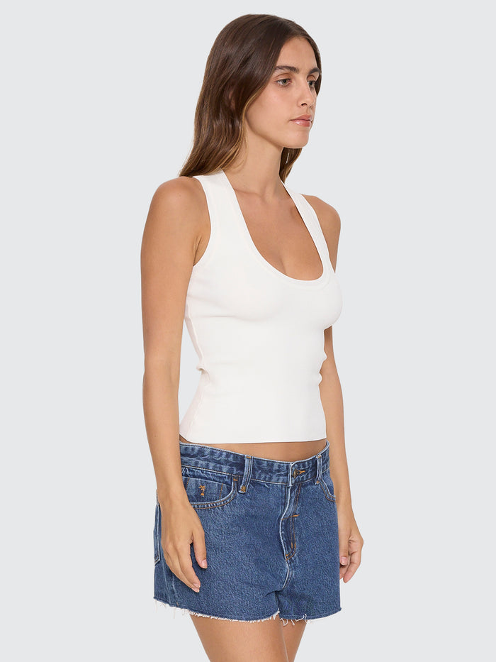 Astra V Neck Tank - White