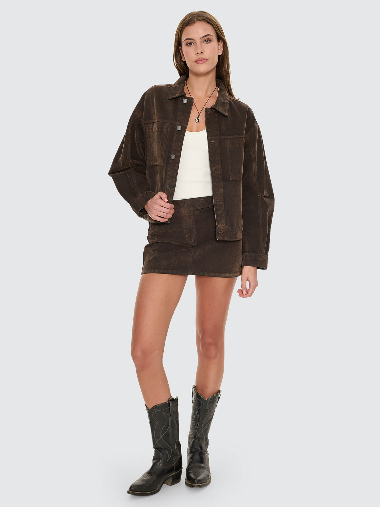 Bailey Flocked Jacket - Dark Chocolate 4
