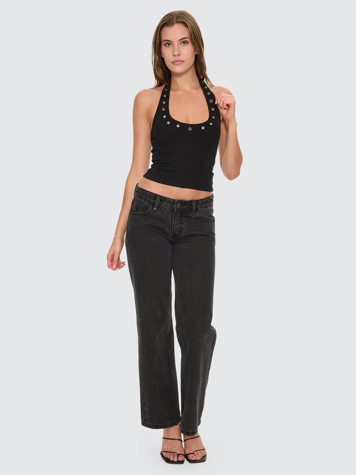 Living Easy Eyelet Halter Top - Black 4