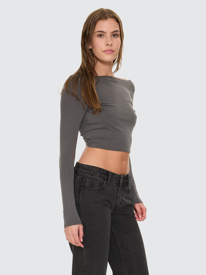 Reese Backless Long Sleeve Top - Petrol 4