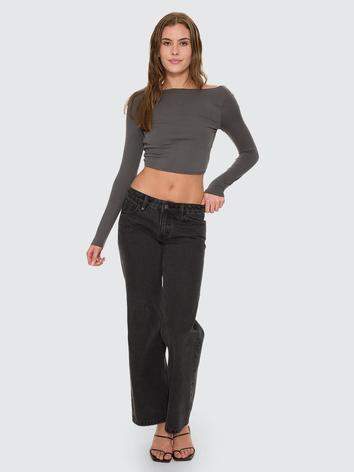Reese Backless Long Sleeve Top - Petrol 4