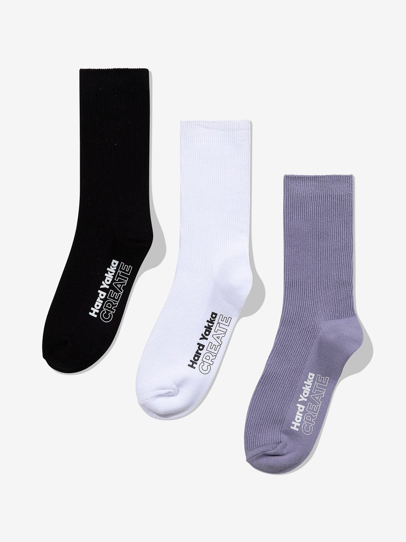 HYC 3 Pack Socks - Grey Ridge - White - Black